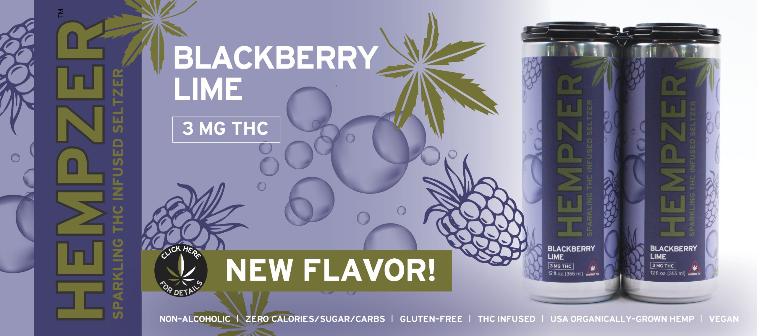Blackberry Lime Hempzer THC Seltzer Four-Pack | Hempfield Botanicals | Hempfield Apothetique | Lancaster PA THC Seltzers | Pennsylvania THC Seltzers